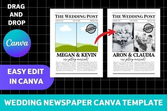 Download Wedding Newspaper Canva Template - Newspaper canva Collection
