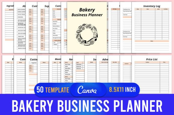 Download Editable Bakery Business Planner Canva - Bakery business Collection