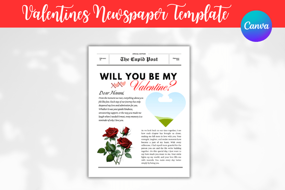 Download Valentines Newspaper Canva Templates - Newspaper canva Collection