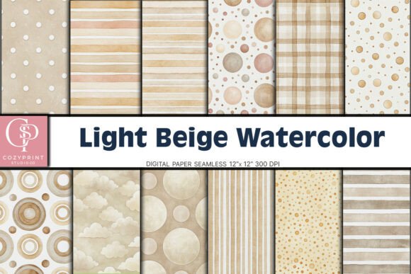 Download Beige Watercolor Digital Paper Backgroun - Premium Bundle