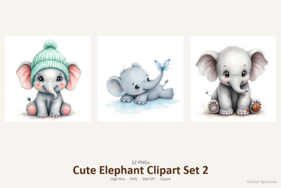 Download Cute Elephant Clipart Set 2 - Premium Resources