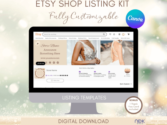 Download Etsy Beige Listing Photo Templates Canva - Premium Bundle