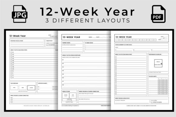 Download 12-Week Year Goal Setting Planner Log - Goal setting Collection