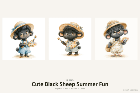 Download Cute Black Sheep Summer Fun - Premium Resources