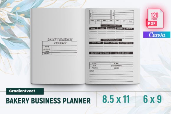 Download (KDP) Bakery Business Planner Canva - Bakery business Collection