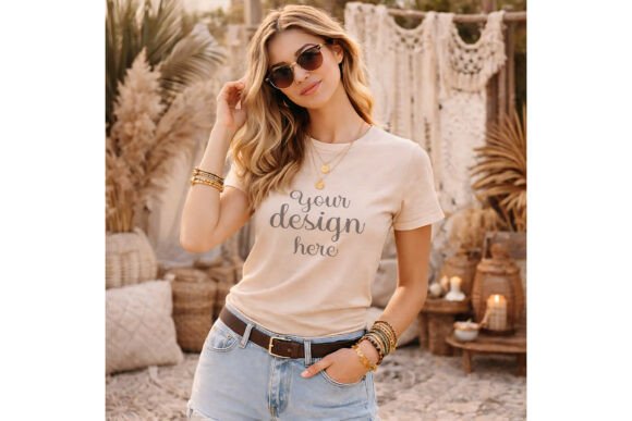 Download Bella Canvas 3001 Beige T-Shirt Mockup - Premium Resources